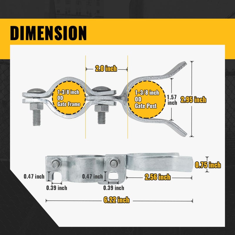 VIVIDA Chain Link Gate Latch 1-3/8"" x 1-3/8"", Chain Link Fence Gate Latches for Metal Gates, Galvanized Fence Gate Latch Lock, Chain Link Fence Parts, 1 PCS - Image 3